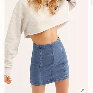 Denim Mini Skirt Exposed Seam Free People Size 4